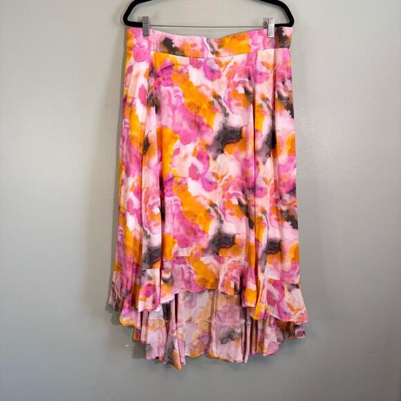 Torrid Skirt Set Womens Size 2 Pink Floral Print Tie Dye Crop Off Shoulder NWT - Picture 11 of 16